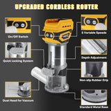 Mellif Cordless Compact Router, Brushless Palm Router Wood Trimmer Tool Compatible with Dewalt 18V 20V MAX Battery(TOOL ONLY)