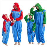 Anime Game Marios Bros Cosplay Costume Figure Luigi Cartoon Sleepwear Kigurumi Unisex Pajamas Flannel Jumpsuit Sleepwear Onesies
