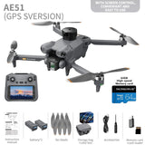 AE51 Foldable GPS Drone 4.5 Inch Large Screen Controller 4K HD Camera Optical Flow Stable Hover WiFi FPV RC Quadcopter for Gift