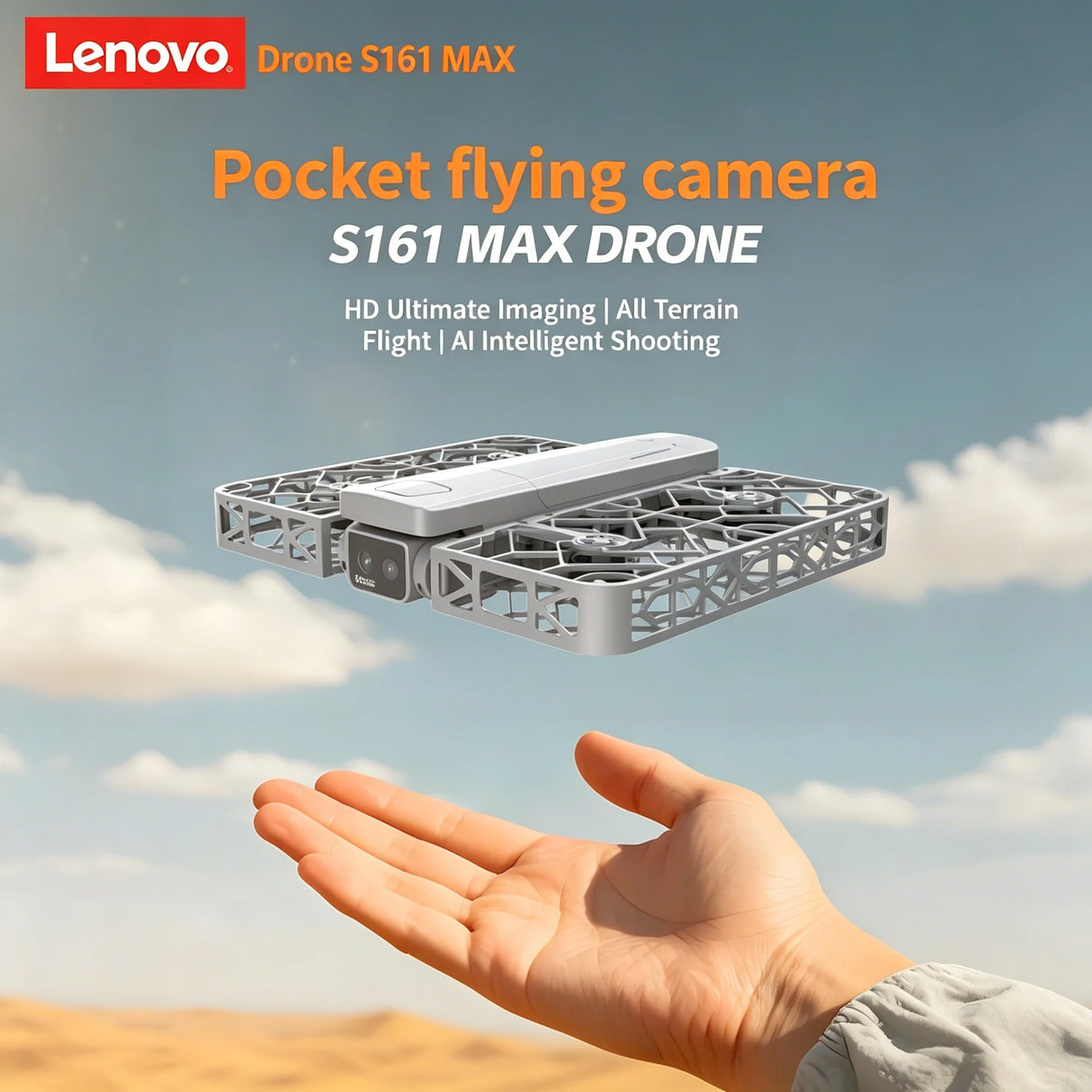 Lenovo S161 MAX Drone 4K HD Dual Camera 4.5" Large Screen Remote Control Brushless Motor Optical Flow Hovering 8K Quadcopter Toy