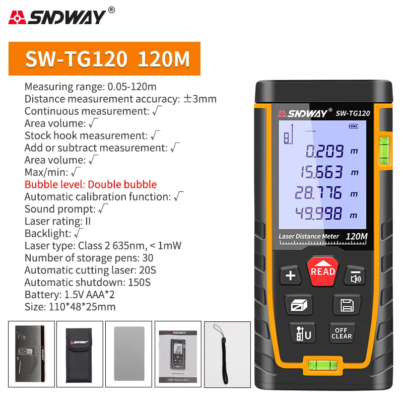SNDWAY Laser Distance Meter Digital Range Finder 100m 70m 50m Rangefinder Trena Lazer Tape Measure Ruler Roulette Measurer Tool