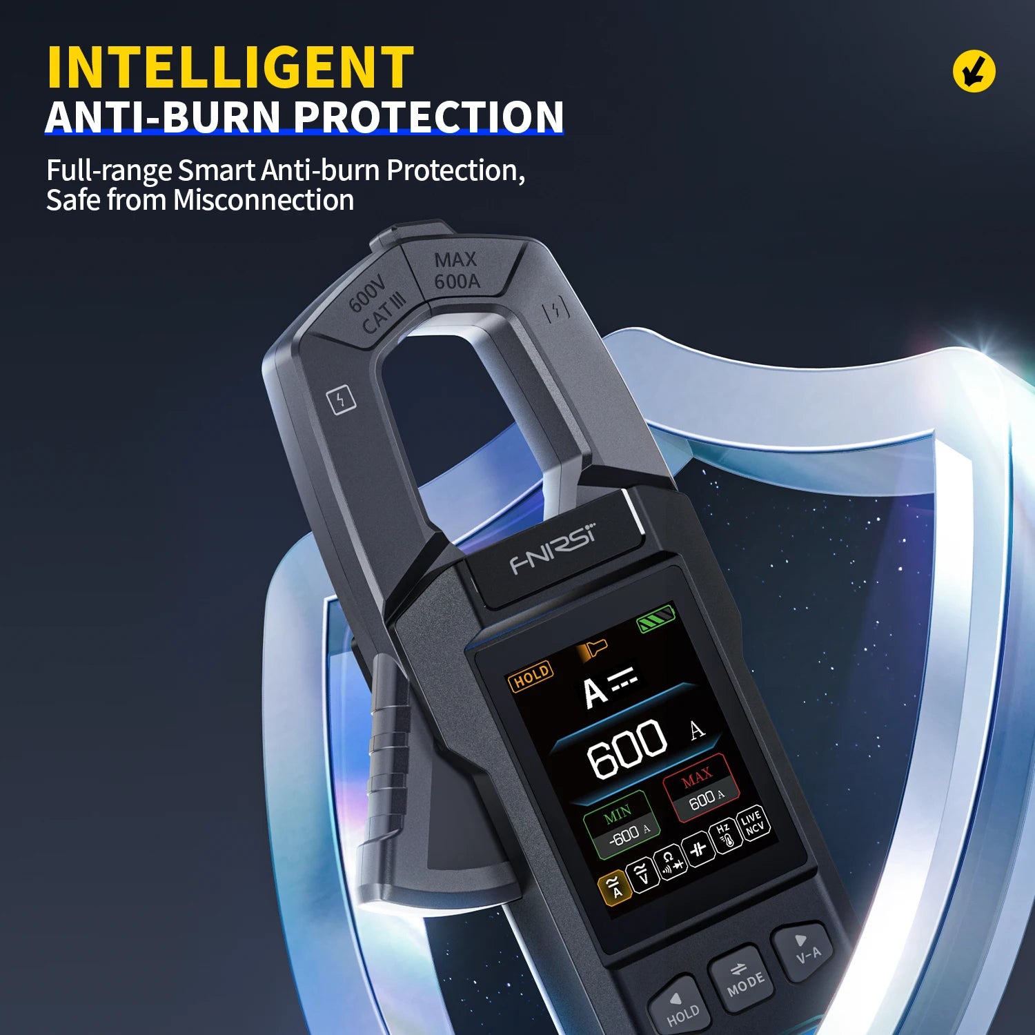 FNIRSI DMC-100 Clamp Meter 10000 Counts TRMS AC/DC Current Amperemeter Clamp 600A Digital Multimeter USB Charge Electrician Tool