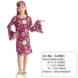 Bohemian Hippie Outfit for Kids 60s 70s Disco Floral Print Dressing Costume Halloween Costume for Role Play and Parties