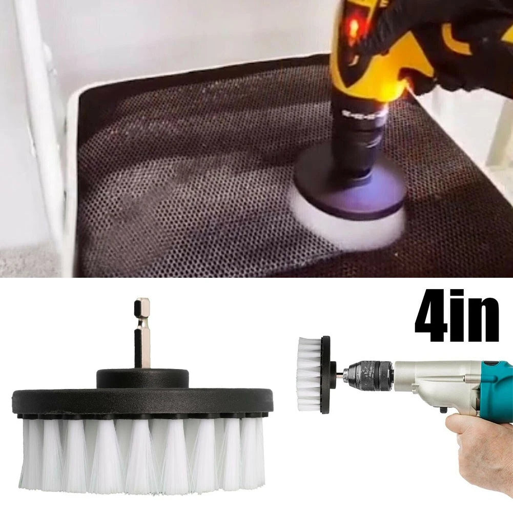 1pc Soft Drill Brush Attachments 4inch For Cleaning Carpet & Leather & Upholstery Glass Car Tires Electric Scrubber Drill Tools