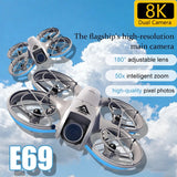 E69 Mini Drone 8K HD Camera Obstacle Avoidance Aerial Photography Brushless Professional Dual Camera Screen Quadcopter