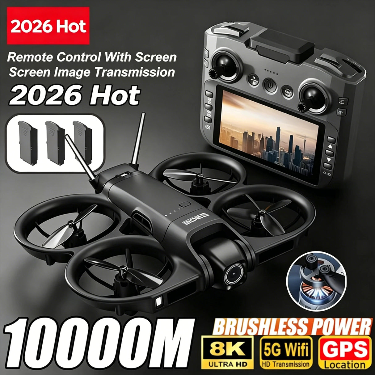 2026 NEW Z906 Drone 8K HD Camera FPV Quadcopter with Screen Remote Control 5G WIFI Aerial Photography RC Dron Toy For Child Gift