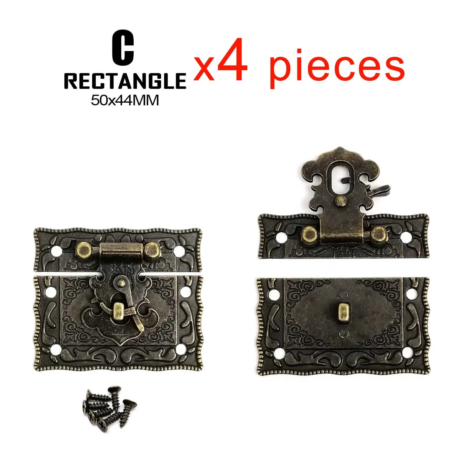 1/2/4pcs Retro Vintage Antique Brass Bronze Decorative DIY Wooden Jewelry Chest Toggle Wine Box Latch Gift Case Hasp Lock Clasp