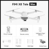FIMI X8 Tele Max Drone 4K Professional 30min Flight Time 20km Range Original 60fps Dual Camera 3-Axis Gimbal & AI Night Vision