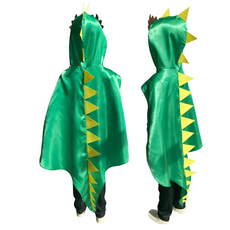 Halloween 6 Color Options Dinosaur Dragon Hooded Cape With Matching Mask Wristband For Cosplay Party Role Play Fancy Dress Cloak