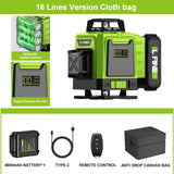Lfine 4D 16 Lines 360°Self-leveling Laser Levels with Tripod and Suitcase Horizontal And Vertical Professional Laser Level Tool
