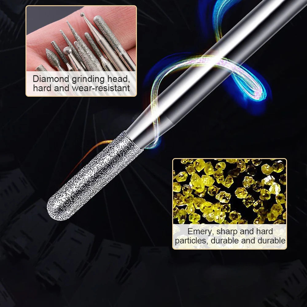 30pcs Shank Diamond Burs Set With Box For Dremel Electric Grinder Power Accessories Abrasive Drill Bit Rotary Tool Set 2.35/3mm