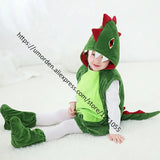 Umorden Green Dinosaur Costume Vest Hoodie for Children Boys Girls Toddler 3-4Y 6-8Y with Foot Covers Halloween Purim Clothes