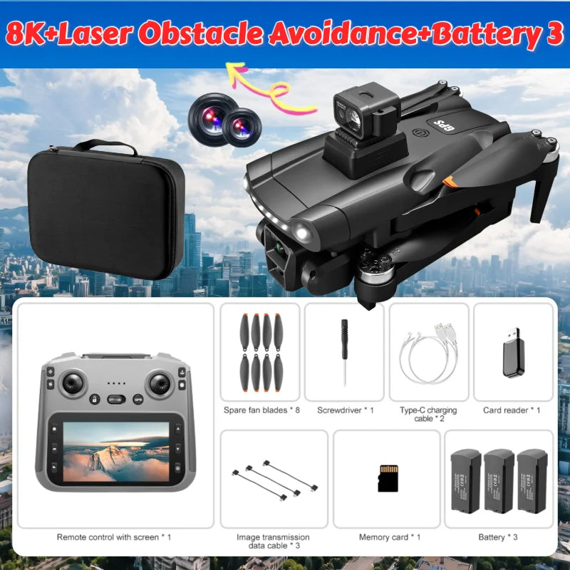 Lenovo V198MAX GPS Drone 8K Professional Camera Aerial FPV Brush Laser Obstacle with Large Screen Remote Control Drone