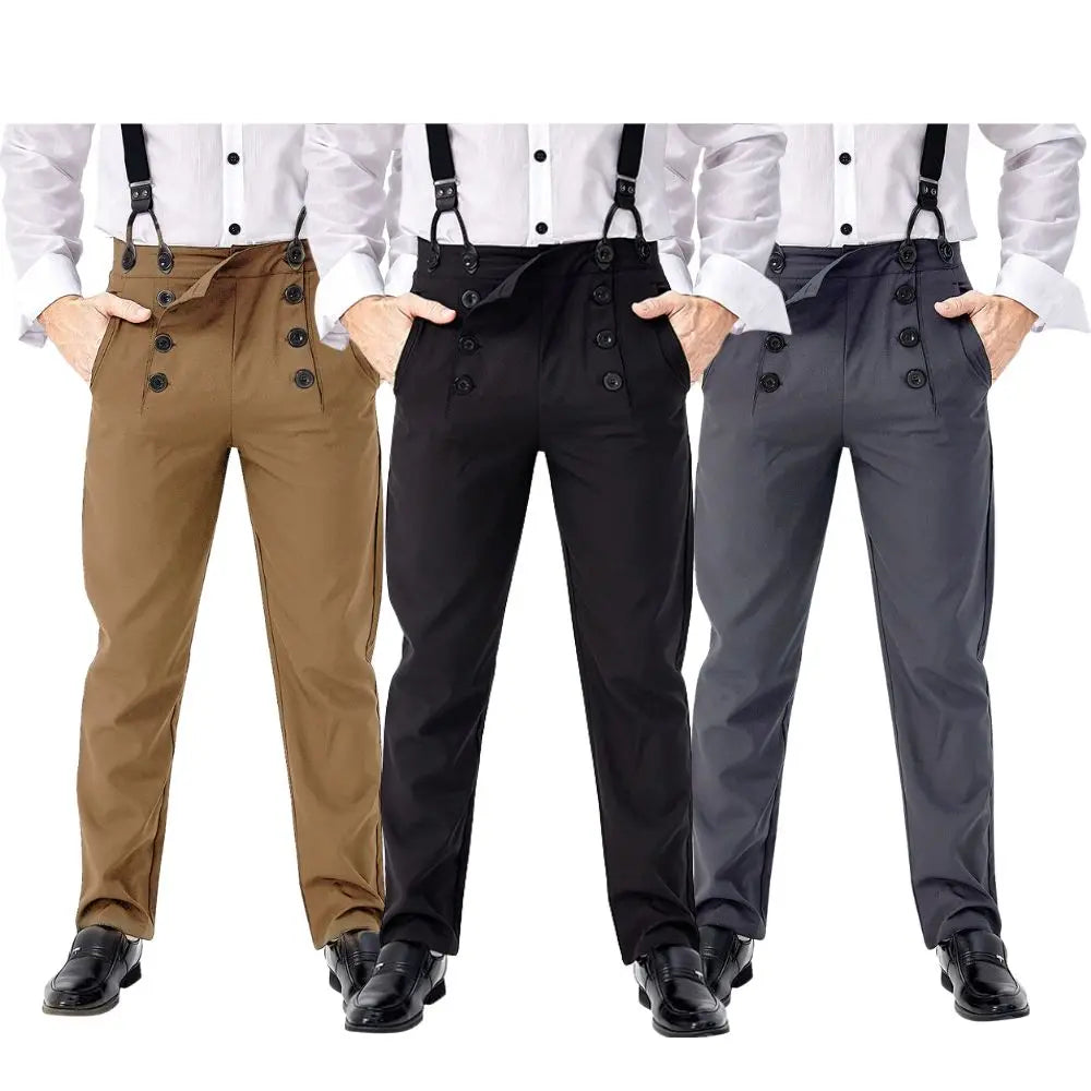 Medieval Retro 70s 80s 90s Cosplay Costume Pants Steampunk Overalls Adult Men Casual Pants Halloween Carnival Costumes