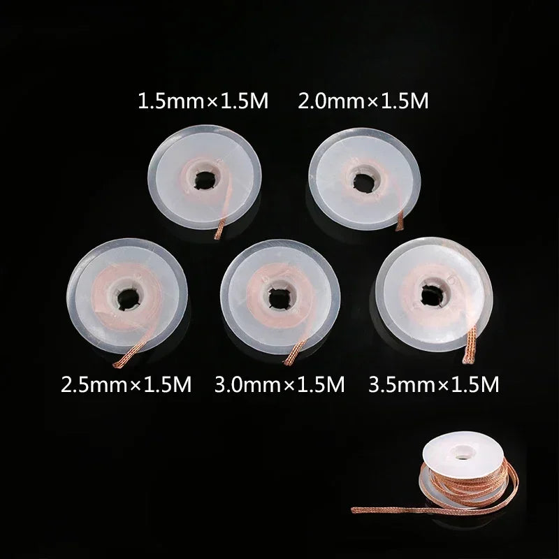 1.5M Length Welding Wires Desoldering Mesh Braid Tape Copper Welding Point Solder Remover Wire Repair Tool for Soldering