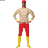 Wrestler Hulk Hogan Costume Adult Macho Super Muscle Funny Suit Halloween Holiday Party Stage Muscle Man Role Play Costume New