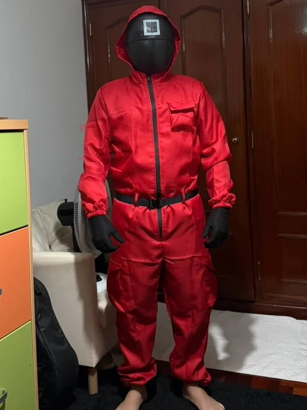 TV Game Red Calamari Game Jumpsuit Cosplay Party Tracksuit Outfits Mask Props Role Play Classic Costume