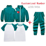 Customized Kids Calamarii Games 2 Costume Korea Boys Girls Green Sportswear Sweatshirt X456 O230 for Team Carnival Party Outfits