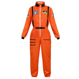Adult Astronaut Costume for Women Men Flight Suit Costume Cosplay Space Astronaut Blue Full Body Jumpsuit with Zipper Carnival