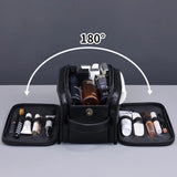 Multi Pockets PU Toiletry Bag For Women Men Travel Essentials Makeup Bags Waterproof Hanging Bag Cosmetic Washing Organizer Bag