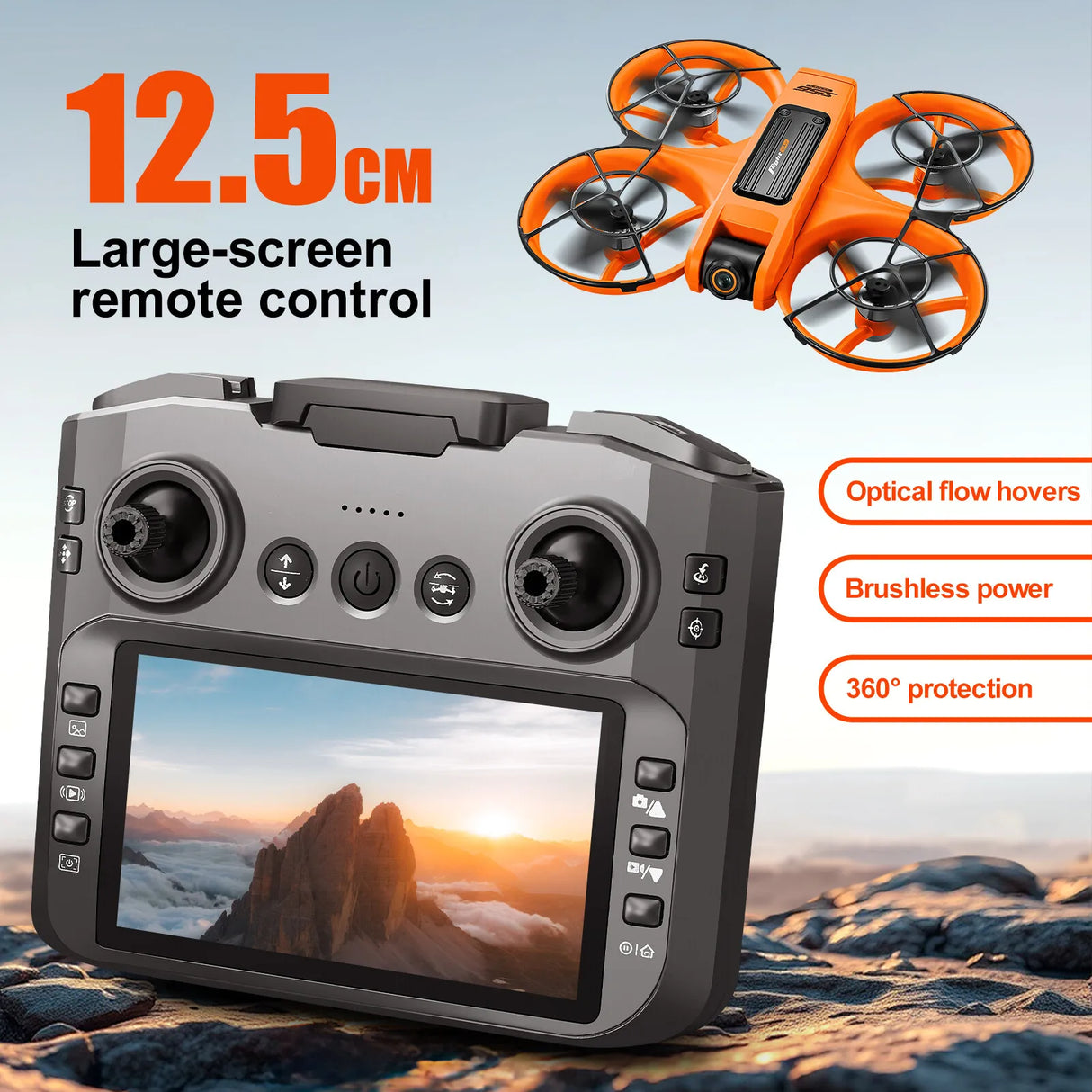 S156 Remote Control Drone WIFI FPV ESC 4K HD Dual Camera Gesture Photo 360° Stunt Roll Quadcopter Toy 12cm Screen Remote Control