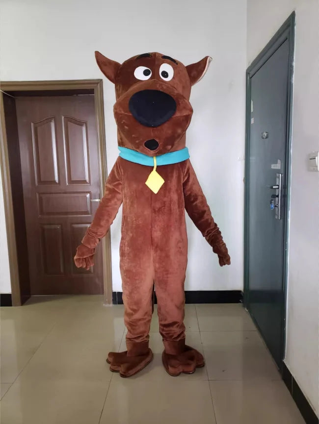 Plush Brown Dog Mascot Costume Adult Full Body Cosplay Outfits Cartoon Character Halloween Fancy Dress Party Animal Carnival Pro