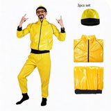 70S Disco Hippie Retro Cosplay Costume Hip Hop Windbreaker 80S Tracksuit Yellow Jacket Pants Hat Halloween Carnival Suit
