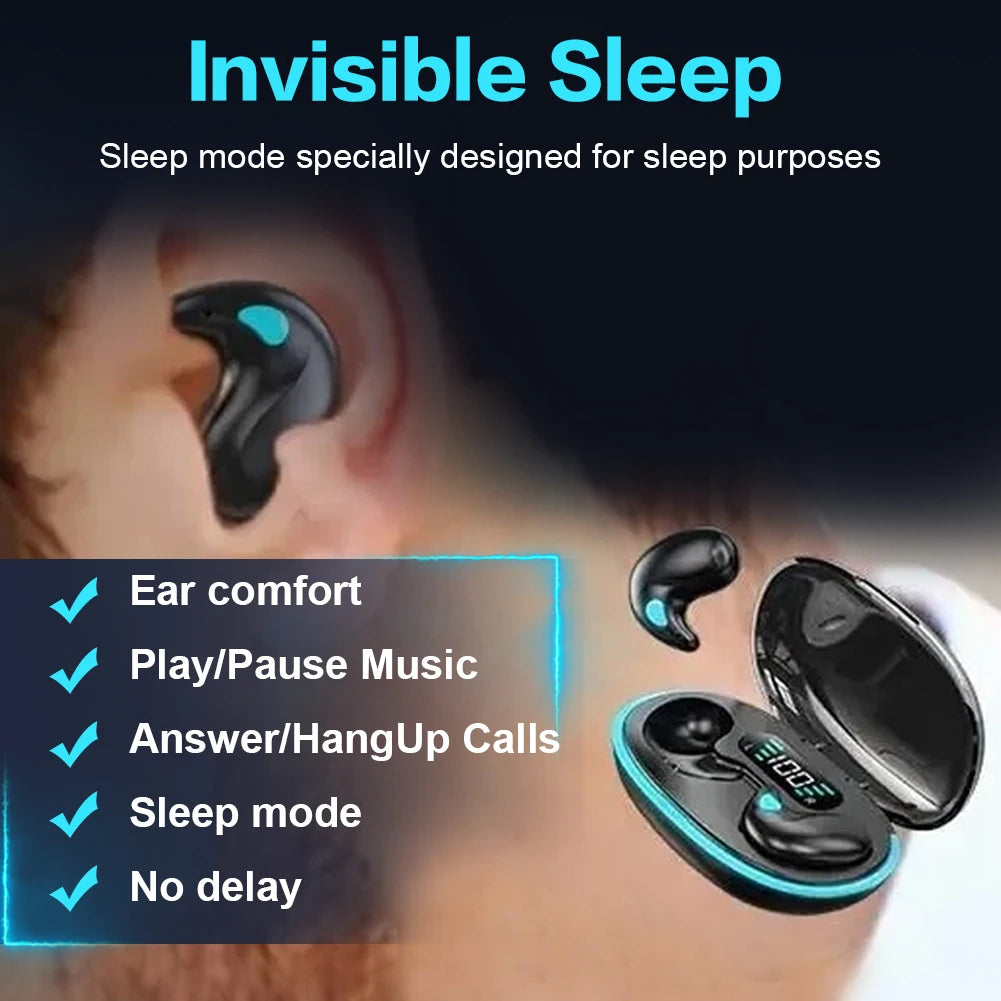 BT 5.3 Wireless Earbuds Noise Cancelling Invisible Sleep Earphones Touch Control Sense-Free Micro Sleep Earbuds for Better Sleep
