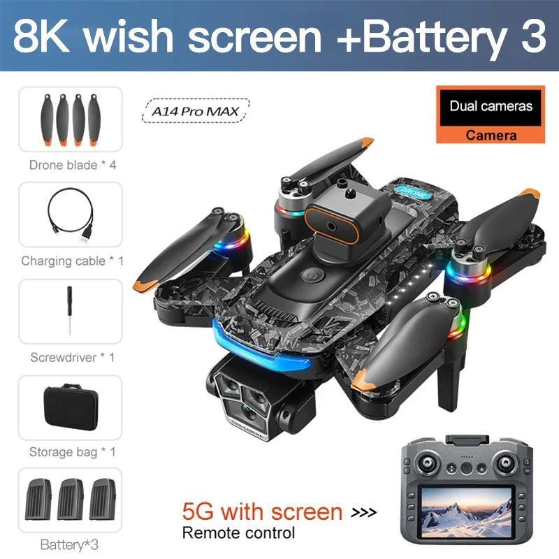 Lenovo  A14Pro max GPS Drone 4K Professional Dual Camera Dron Brushless Motor WIFI FPV Foldable RC Quadcopter Helicopter Toys