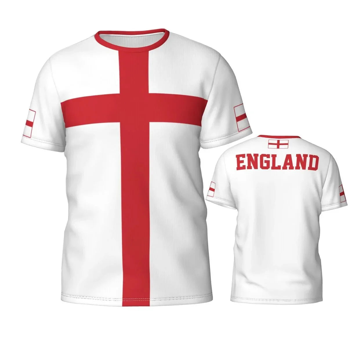 New England Flag Graphic 3D Printed T-shirt England National Emblem Trend Men's Tops  National Day Gifts Personalized Tee