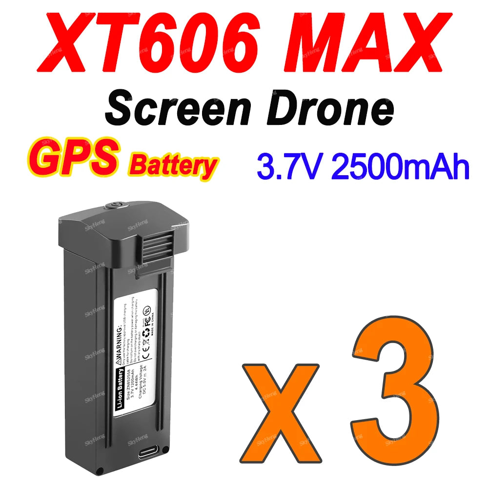 XT606 MAX GPS Drone Battery 3.7V 2500MAH 25mins Time For XT606 Screen RC Airplanes Parts XT606 Spare Replacement Accessories