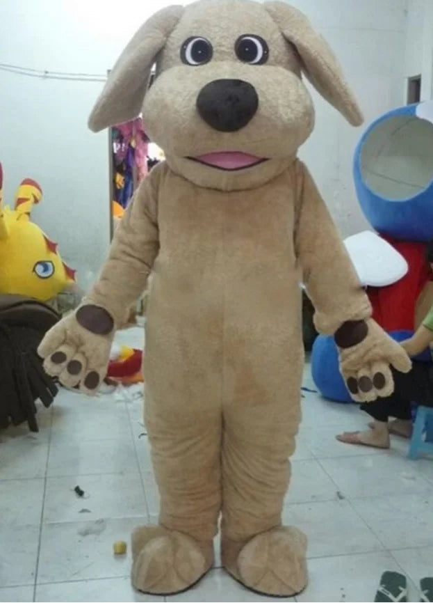 Plush Brown Dog Mascot Costume Adult Full Body Cosplay Outfits Cartoon Character Halloween Fancy Dress Party Animal Carnival Pro