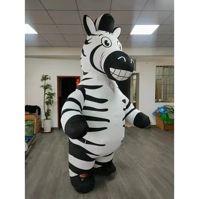 Inflatable Zebra Mascot Costume Entertainments Full Body Madagascar Wild Animals Cartoon Characters Blow Up Outfits No Battery