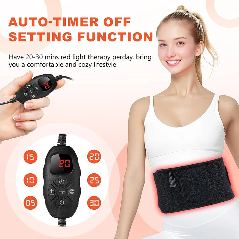 850nm 660nm Red＆Infrared LED Light Therapy Belt Pulsed Light Back Wrap Burn Fat Wrap Slimming Device Pain Relief Waist Heat Pad