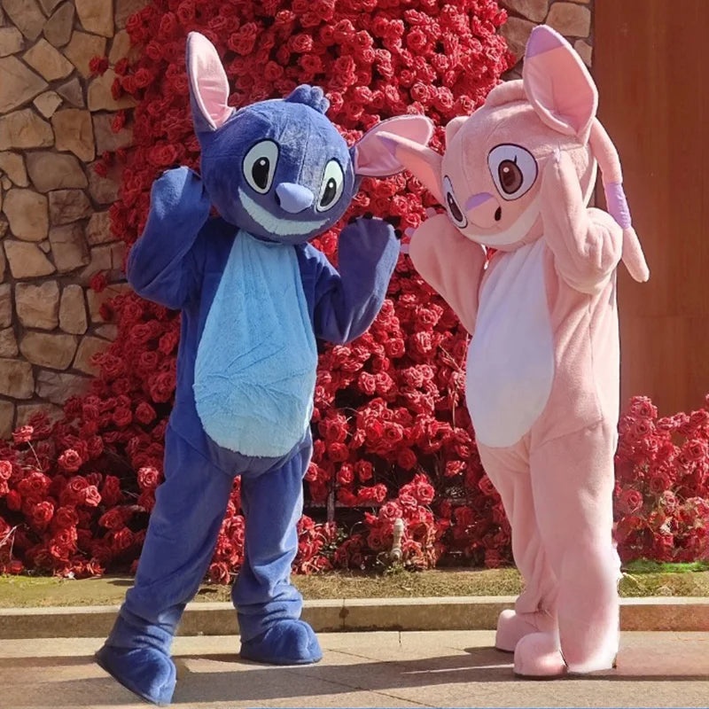 Plush Blue Stitch Mascot Costume Disney Angel Cartoon Fur Cosplay Suit Adult Advertising Fancy Dress Carnival Party Halloween