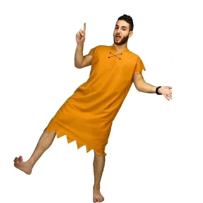 Womens Wilma Flintstone Costume Fred and Wilma Flintstone Costume Set Men's Caveman Adult Costume Halloween Includes Tunic