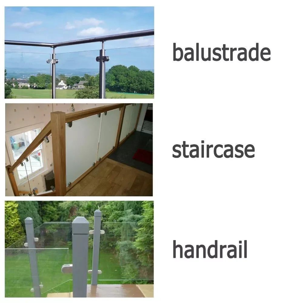 12pcs 6-12MM Glass Clamp Stainless Steel 304 Clip Flat Back Bracket For Balustrade