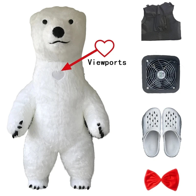 Giant Plush Polar Bear Inflatable Mascot Costume Carnival Activity Show Cartoon Martha Bear Birthday Party Role Play Props