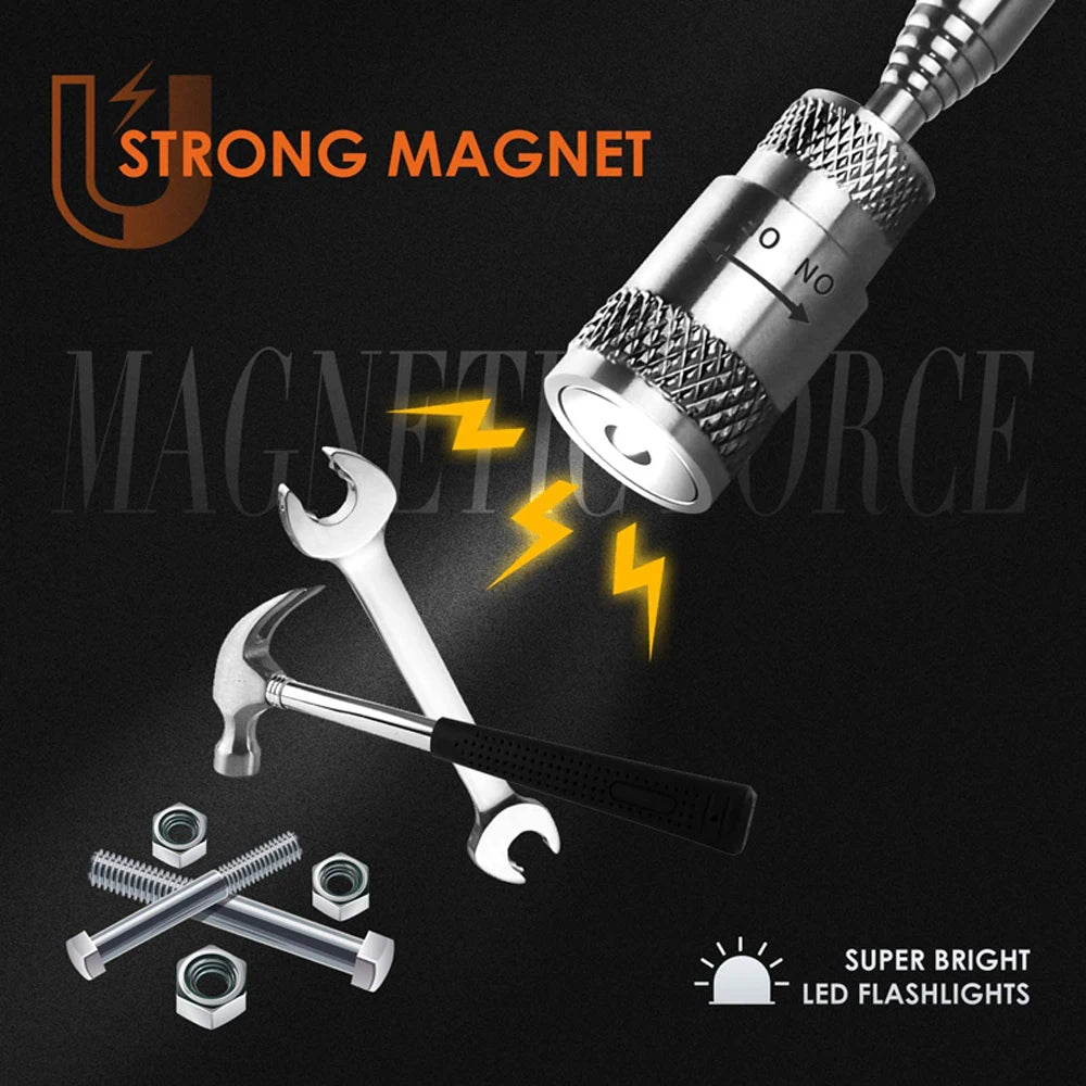 Telescopic Magnetic Pen  Extendable Pickup Rod Stick  with Light Mini Portable Magnet Pick Up Tool for Picking Up Screws Nut Bol