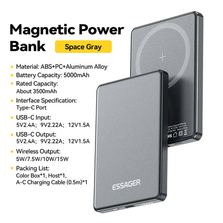 Essager 5000mAh portable power bank 20W fast charging