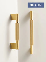 Nurlin New Solid Brass Knurling Brushed Cross Brass Cabinet Long Appliance Pull Bar Furniture Refrigerator Door Kitchen handle