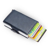 Antitheft Rfid Credit Card Holder Wallets Men Leather Aluminum Box Metal Male Purse Bag Small Cardholder Case Minimalist Wallet