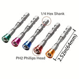 5Pcs Magnetic Screwdriver Bit Drill Cross-head PH2 Magnetic Screwdriver Bits 1/4 Inch Hex Shank Drywall Electric Screwdriver Set