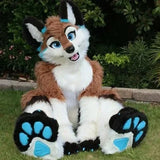 2025 Long Fur Furry Costume Husky Dog purple Fox Mascot Costume Fursuit Wolf Cosplay Party Fursuit Halloween Suit Adult Size