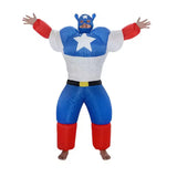 Superman Inflatable Captain Super Hero Cosplay Blue Muscle Hulk Batman Jumpsuit Costume Halloween For Adult Inflate Costume Prop