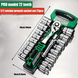 72Drive Socket Set 1/4"-3/8"-1/2", Ratchet Wrench Sockets Compact Sockets for Car Repair Mechanic Tool for Auto Repair