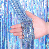 Birthday Party Decorations Backdrop Curtains Glitter Black Gold Tinsel Fringe Foil Curtain Background Wedding Adult Anniversary