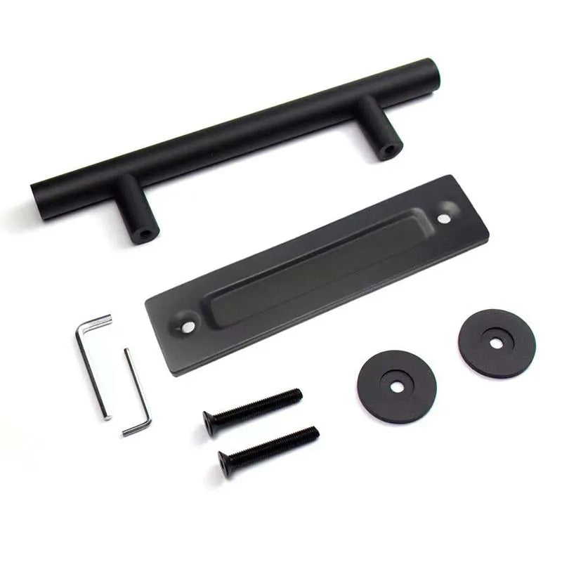 Barn Door Handle Black Circular Double Sided American Wooden Door Indoor Sliding Door Mobile Door Handle All Black Reinforced
