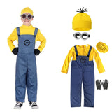 Family Little Yellow Men Cosplay Costume Set Adult Yellow Shirt Blue Overalls Halloween Carnival Party Role Play Outfit