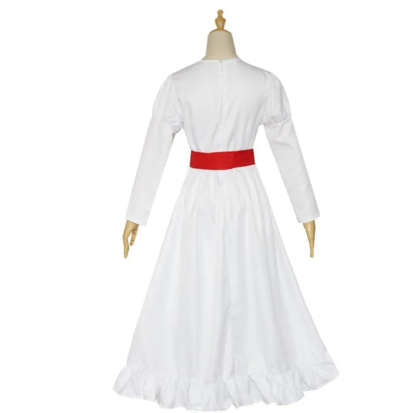 Conjing Doll Annabelle child Cosplay Costume Bride of Chucky Annabelle White Dress Adult Women Halloween Scary Outfits Suit